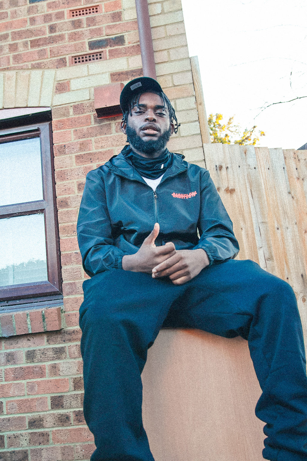 Fire red cash flow windbreaker