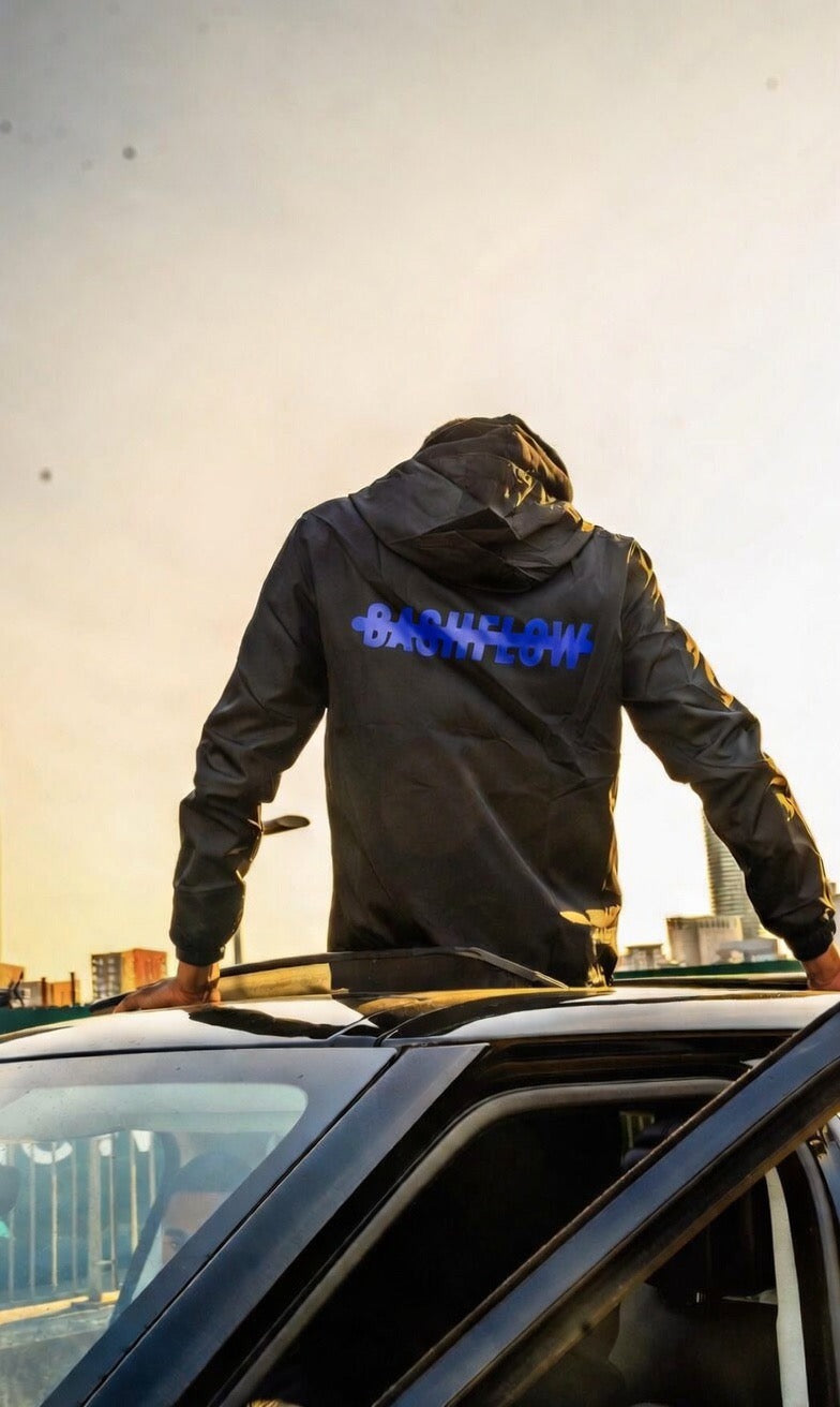 Royal blue cash flow windbreaker