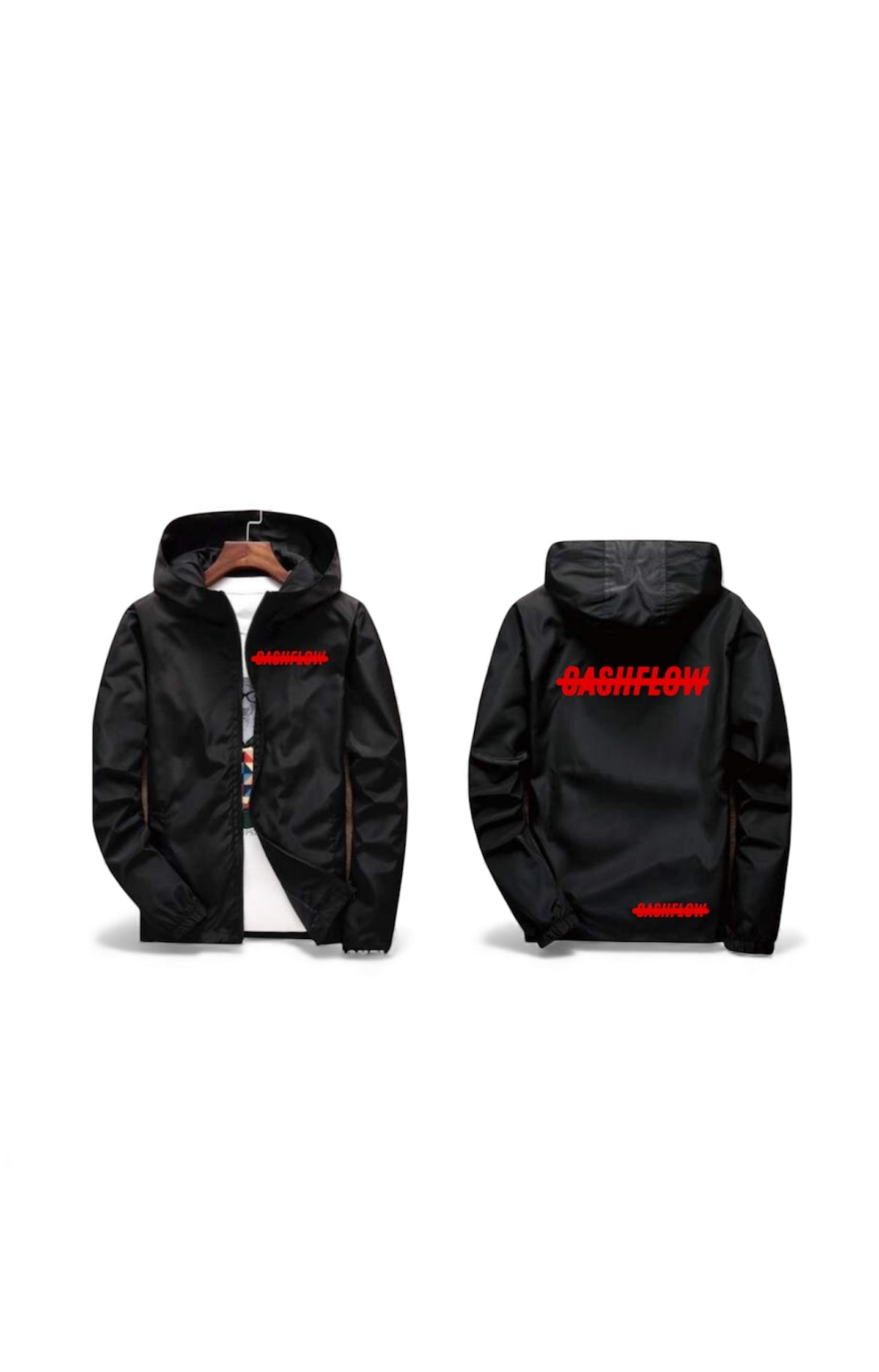 Fire red cash flow windbreaker