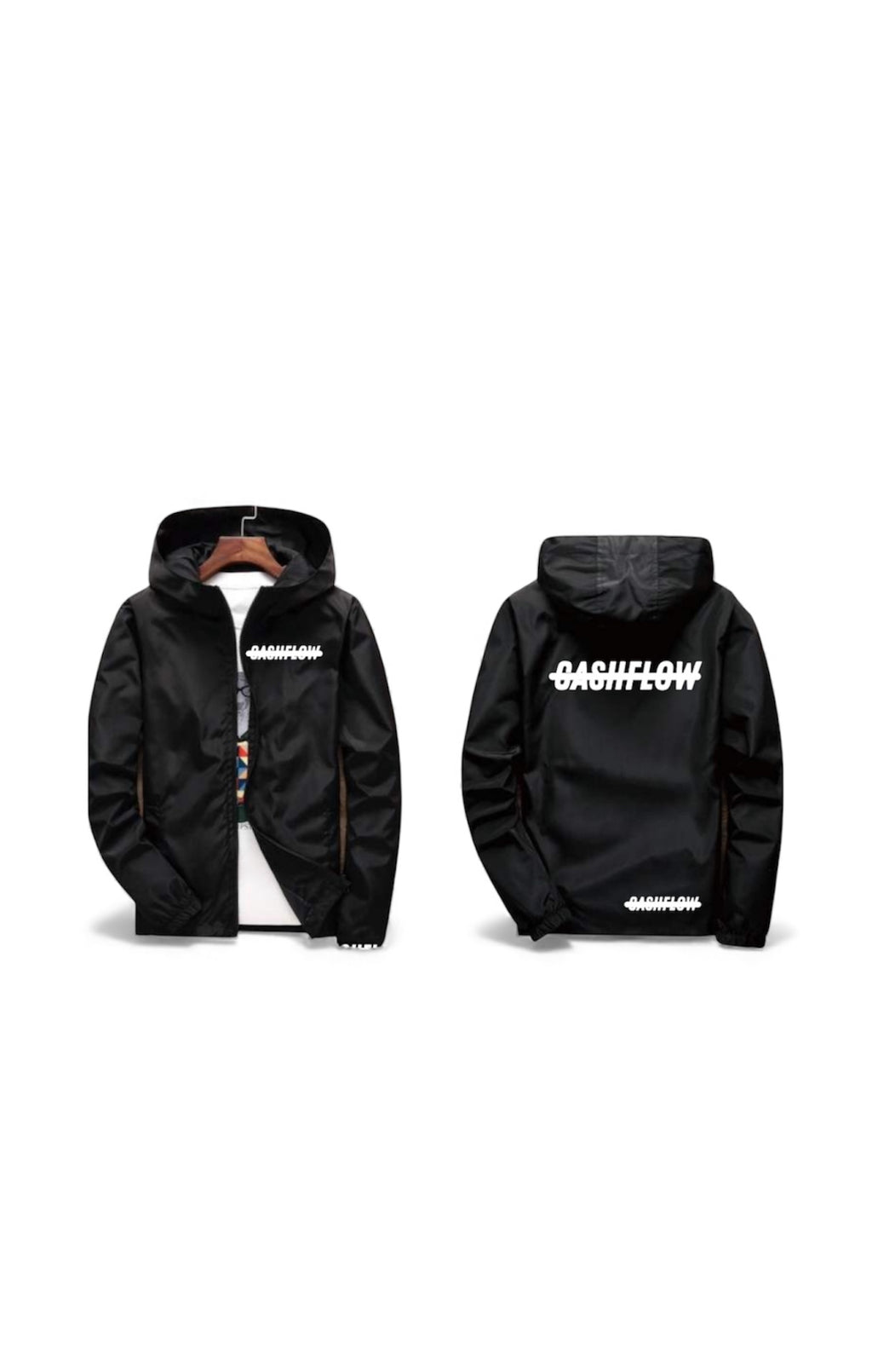 Black cash flow windbreaker