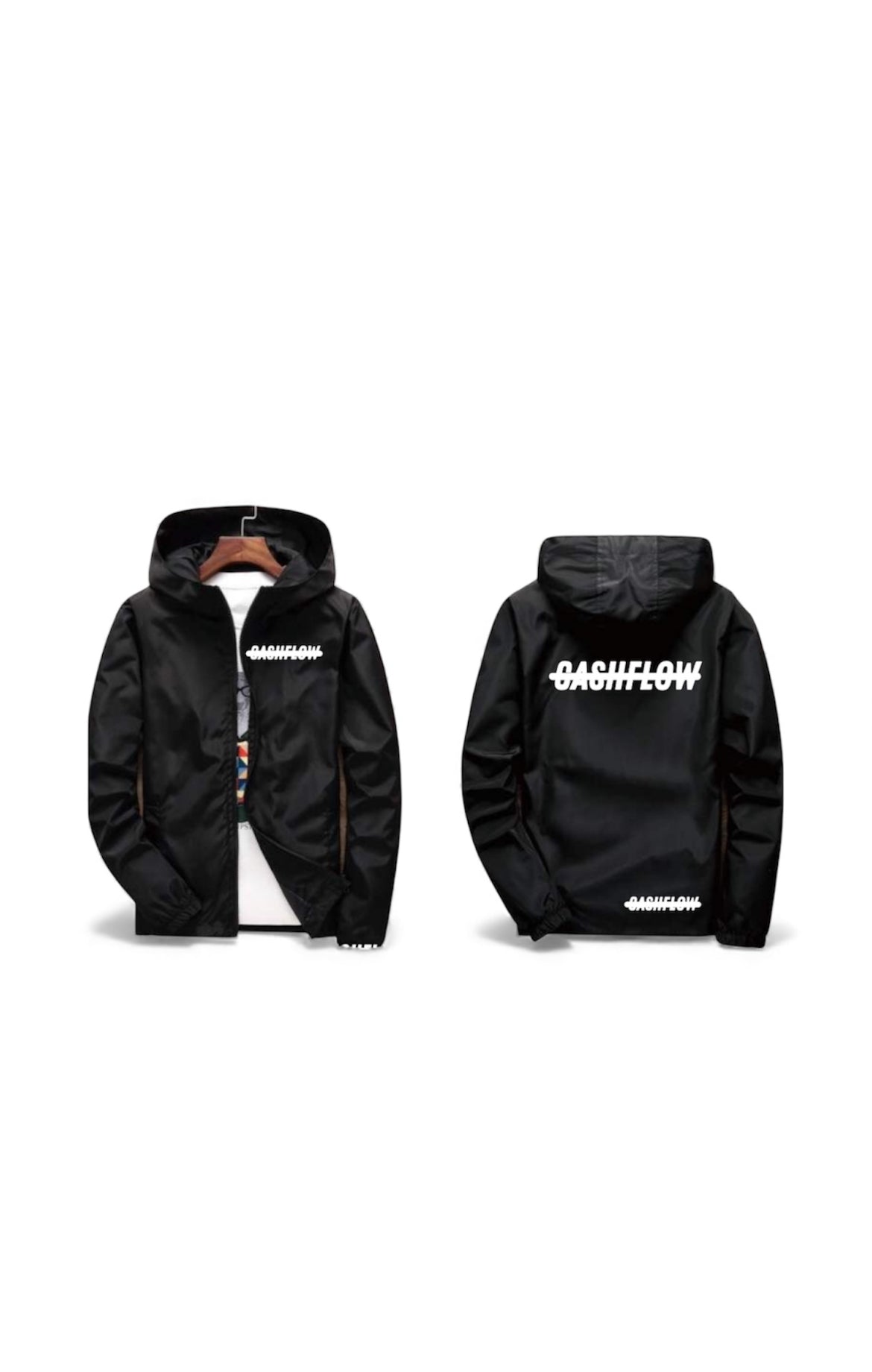 Black cash flow windbreaker